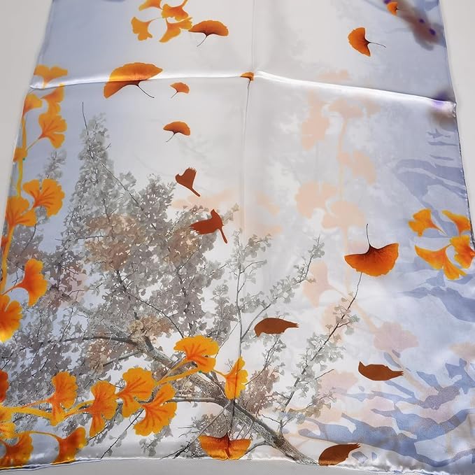 100% Mulberry Silk Scarf for Women Neck Oblong Headscarves Long Floral Print Lightweight Silk Wraps Shawls 67"*20"