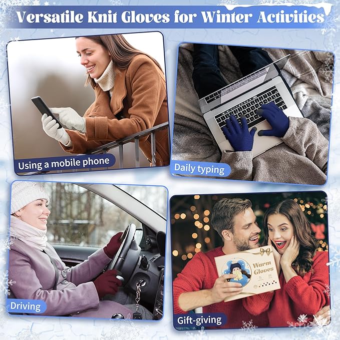 Omisy 4 Pairs Winter Gloves Women Touchscreen Cold Weather, Valentines Day Gifts for Her Wife Mom Girlfriend, Wam Mitten