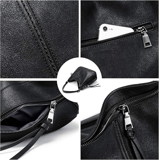 Realer Hobo Crossbody Bags for Women Designer Faux Leather Hobo Handbags Retro Large Size Shoulder Bag Bucket Purse