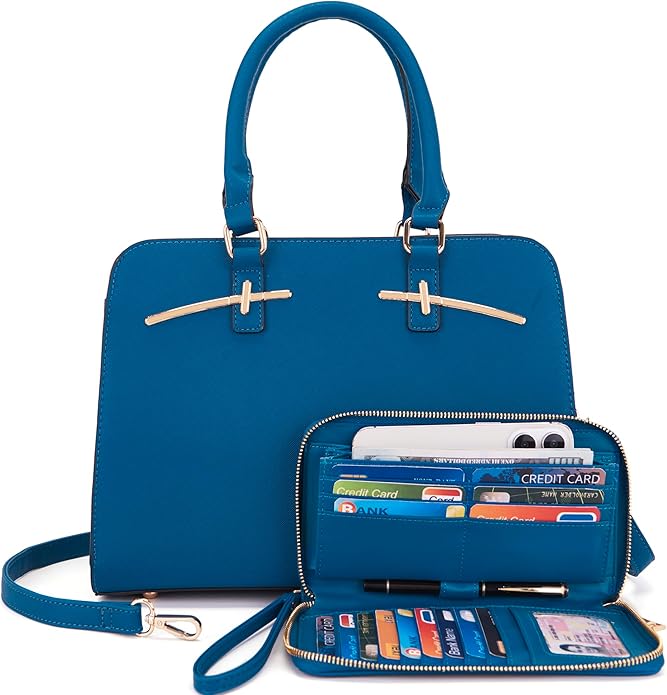 Purses for Women Handbag Wallet Tote Shoulder Hobo Bag Top Handle Satchel Purse Set 2pcs with 3 Compartments