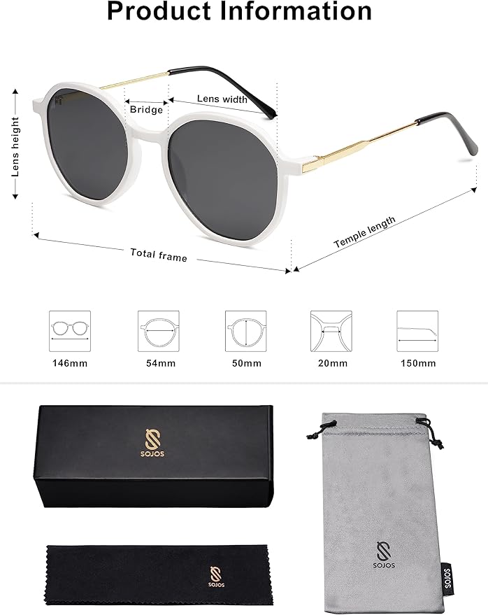 SOJOS Trendy Designer Hexagon Round Sunglasses for Women Fashion Big Shades Geometric Women Sunglasses SJ2181