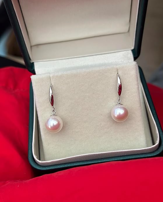 Freshwater Cultured Pearl Earrings-Gifts for Women-Gift for Wife Wedding Birthday Anniversary-Mom Her Mothers Day Valentines Day Christmas-18K Gold Plated Sterling Silver Pearl Dangle Earring Fine Jewelry
