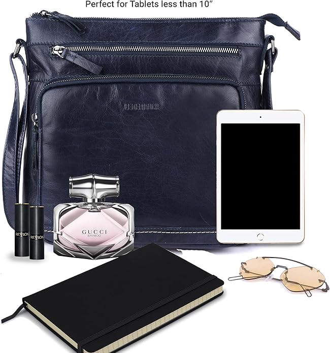 Olga Women's Extra-Large Genuine Leather Crossbody Purse – Soft Triple-Zip Shoulder Bag