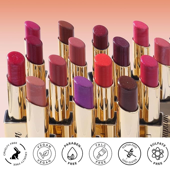 Red Brown Nude Lipstick Set for Women Shimmer Tinted Lip Balm Hydrating Moisturizing Lip Gloss Cruelty Free Lip Makeup, DM108/111/118