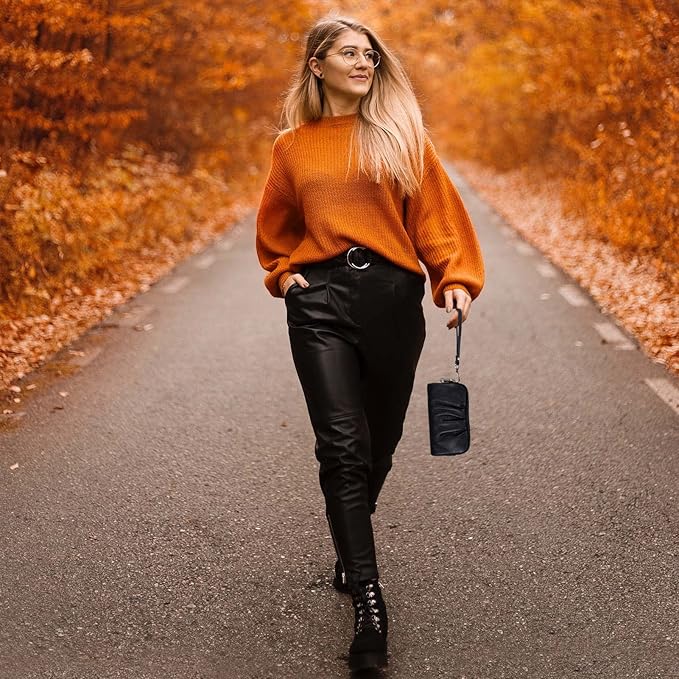 Wristlet Wallets for Women Genuine Leather Wristlet Purses Ladies Ruched Wristlet Clutch Wallet Purses