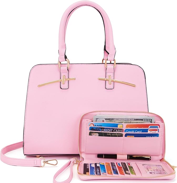 Purses for Women Handbag Wallet Tote Shoulder Hobo Bag Top Handle Satchel Purse Set 2pcs with 3 Compartments