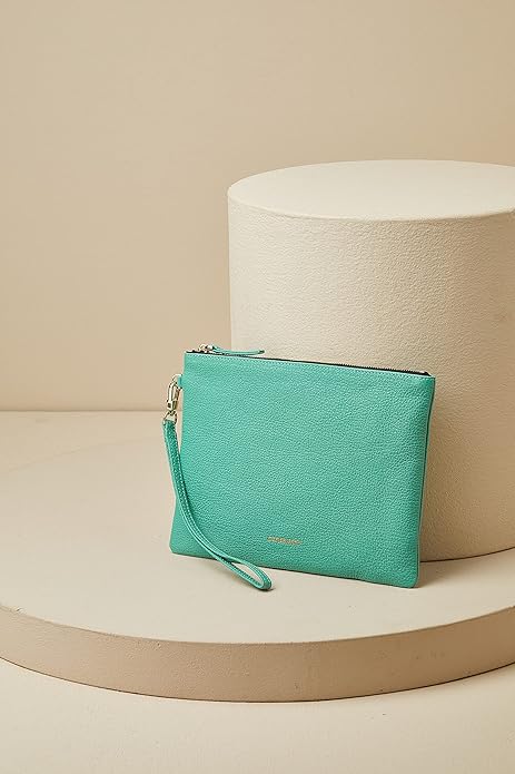DORIS&JACKY Lambskin Leather Wristlet Clutch Purse for Women Soft Designer Slim Cell Phone Pouch Bag with Detachable Strap