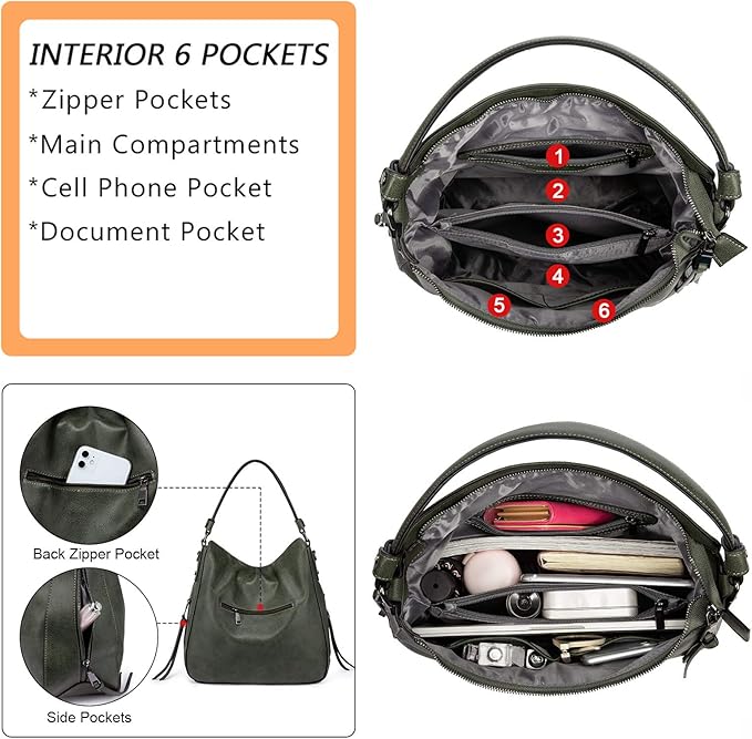 Realer Hobo Crossbody Bags for Women Designer Faux Leather Hobo Handbags Retro Large Size Shoulder Bag Bucket Purse