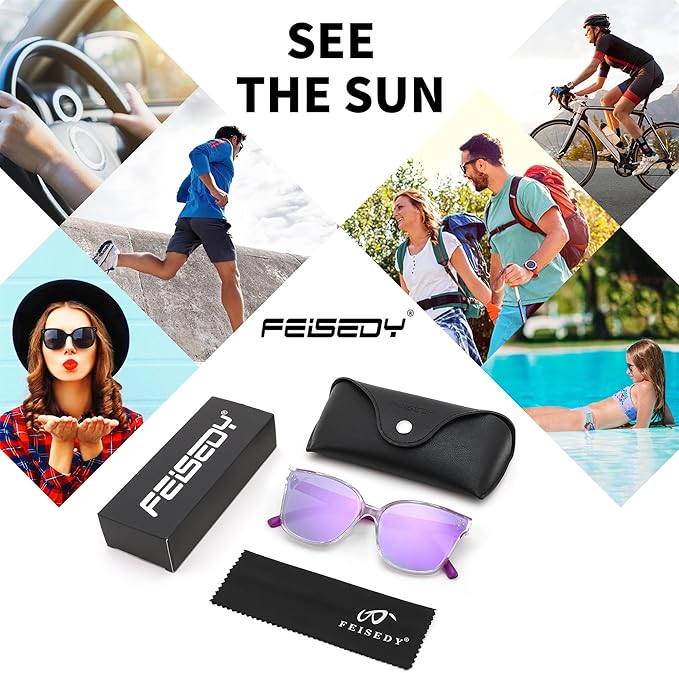 FEISEDY Oversized Polarized Sunglasses - UV400 Protection, Square Fashion Sun Glasses for Outdoor & Daily B2600