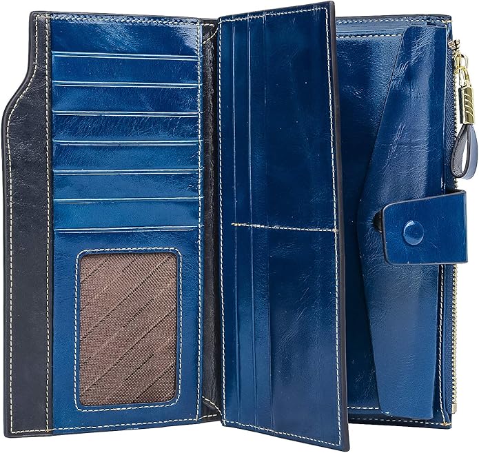 YALUXE Women's Genuine Leather Wallet RFID Blocking Multi Card Holder with Cell Phone Pocket Mothers Day Gifts