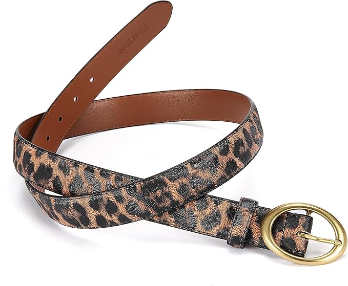 Womens Belt - CR Leather Belt Women Casual for Jeans Pants Dress - Belts with Gold Buckle for Women Fashion