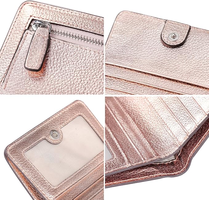 AINIMOER Small Leather Wallet for Women, Ladies Credit Card Holder RFID Blocking Women's Mini Bifold Pocket Purse