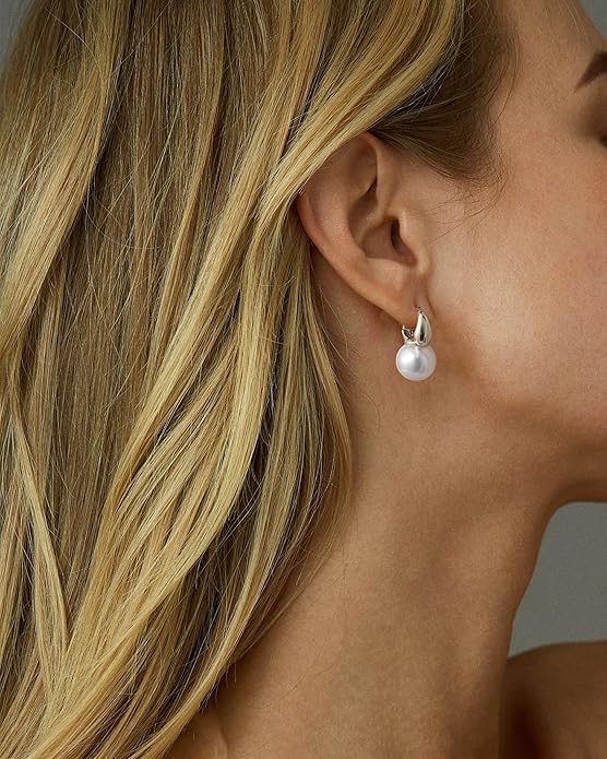 CHESKY Christmas Gifts Pearl Earrings for Women, Dainty 14K Gold Plated/Silver Plated Drop Quality Handpicked AAA+ Freshwater Cultured Round Pearls Dangle Earrings Wedding Jewelry for Women Gifts