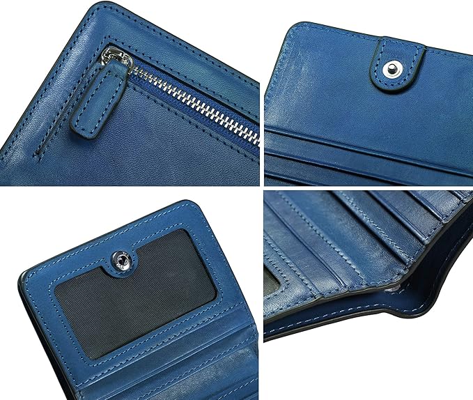 AINIMOER Small Leather Wallet for Women, Ladies Credit Card Holder RFID Blocking Women's Mini Bifold Pocket Purse