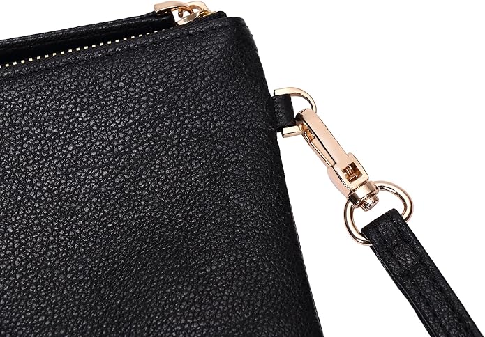 DORIS&JACKY Lambskin Leather Wristlet Clutch Purse for Women Soft Designer Slim Cell Phone Pouch Bag with Detachable Strap