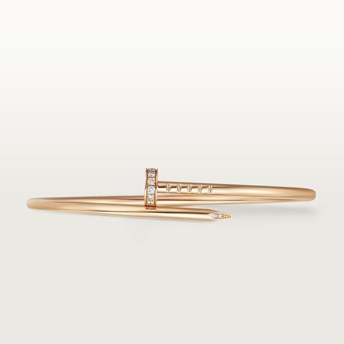 18K Gold Plated Nail Bracelet for Women & Men, Classic Open Cuff Bangle, Adjustable Stainless Steel Fashion Bracelet, Minimalist Unisex Jewelry Gift for Birthday Anniversary-