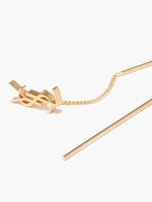 18K Gold Plated Letter Threader Earrings for Women, Dainty Long Chain Tassel Drop Earrings, Elegant Jewelry for Wedding, Party & Everyday Wear