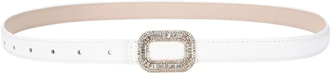 Women Rhinestone Leather Belt, Womens Leather Belt with Crystal Diamond Buckle, Designer Belts for Pants Jeans Dresses