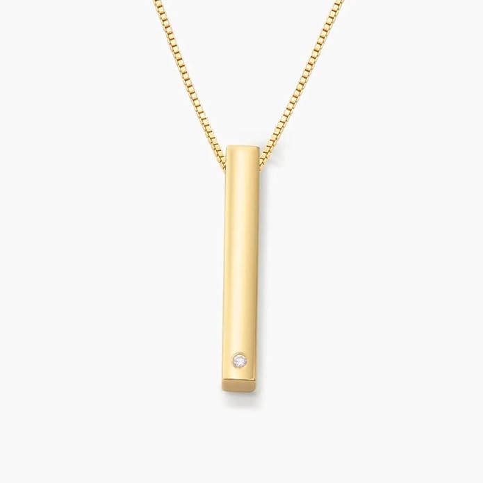 OAK & LUNA - Personalized Pillar Bar Necklace with Diamond Options - Custom Inscription Engraved Pendant - Up to 4 Names - Jewelry Gift for Women, Her, Mother For Mother's Day, Christmas