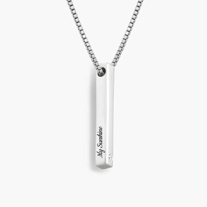 OAK & LUNA - Personalized Pillar Bar Necklace with Diamond Options - Custom Inscription Engraved Pendant - Up to 4 Names - Jewelry Gift for Women, Her, Mother For Mother's Day, Christmas