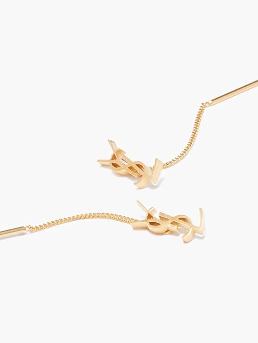 18K Gold Plated Letter Threader Earrings for Women, Dainty Long Chain Tassel Drop Earrings, Elegant Jewelry for Wedding, Party & Everyday Wear