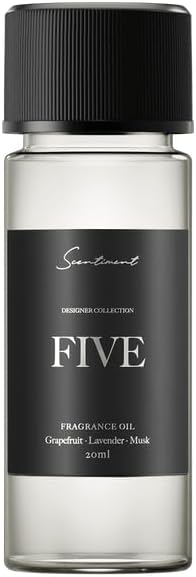 Scentiment Diffuser Oil - Five Designer Collection | Aromatherapy Home Fragrance | Luxurious Scent with Notes of Grapefruit, Lavender, Musk (20 mL)