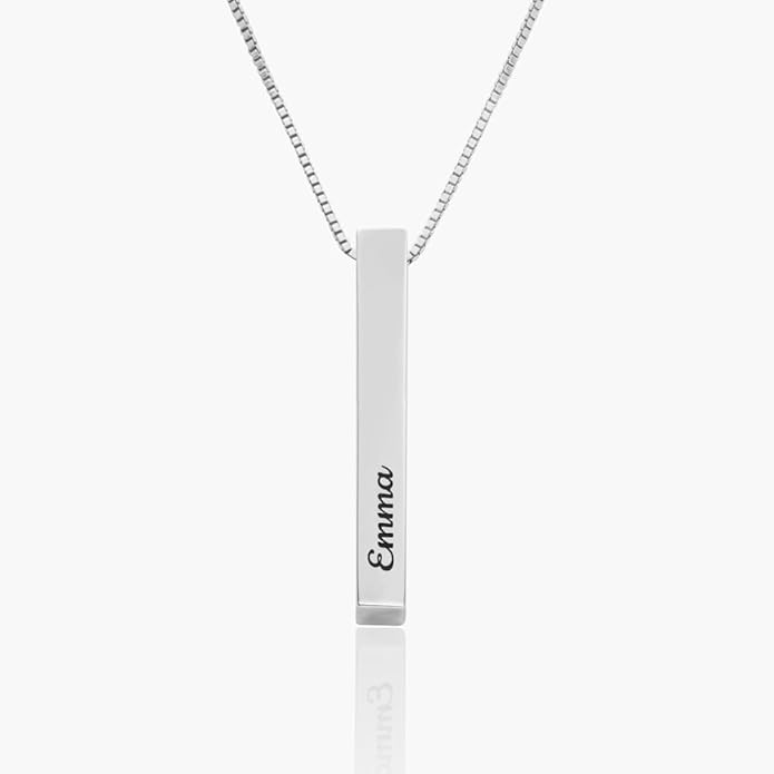 OAK & LUNA - Personalized Pillar Bar Necklace with Diamond Options - Custom Inscription Engraved Pendant - Up to 4 Names - Jewelry Gift for Women, Her, Mother For Mother's Day, Christmas