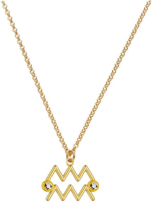 OAK & LUNA - Zodiac Sing Necklace – Moissanite Star Sign Pendant on 18" Rolo Chain – Available in 18K Gold Vermeil or Sterling Silver