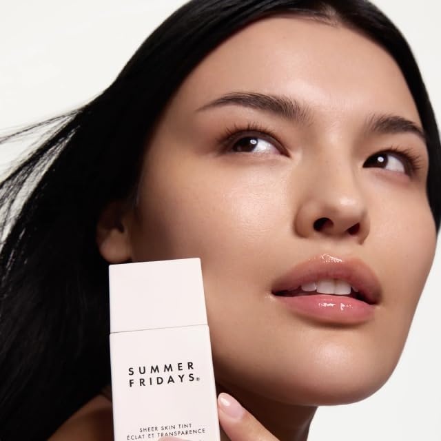 Summer Fridays Sheer Skin Tint - Skin Tint with Hyaluronic Acid - Helps Diminish Uneven Skin Tone - Sheer to Light Coverage - Shade 4 - Light-Medium with Neutral Olive Undertones (1 Fl Oz)