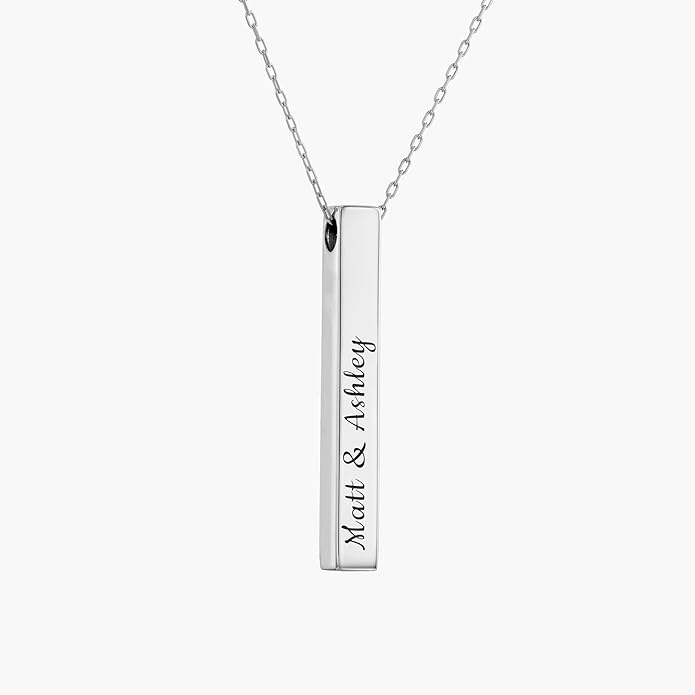 OAK & LUNA - Personalized Pillar Bar Necklace with Diamond Options - Custom Inscription Engraved Pendant - Up to 4 Names - Jewelry Gift for Women, Her, Mother For Mother's Day, Christmas