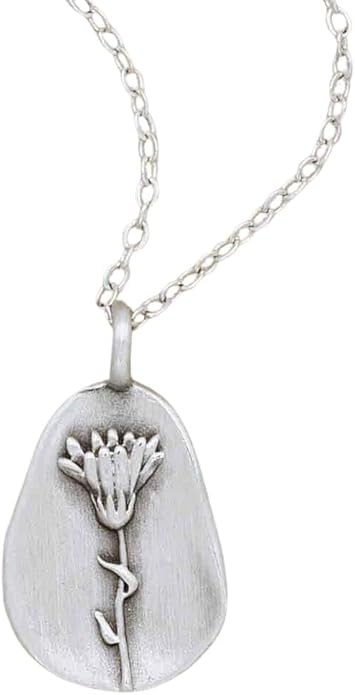 LISA LEONARD DESIGNS Pewter Birth Flower Pendant Necklace Minimalist Jewelry Necklaces For Women Gift For Her Dainty Necklaces