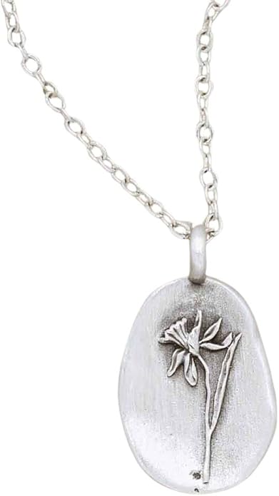 LISA LEONARD DESIGNS Pewter Birth Flower Pendant Necklace Minimalist Jewelry Necklaces For Women Gift For Her Dainty Necklaces
