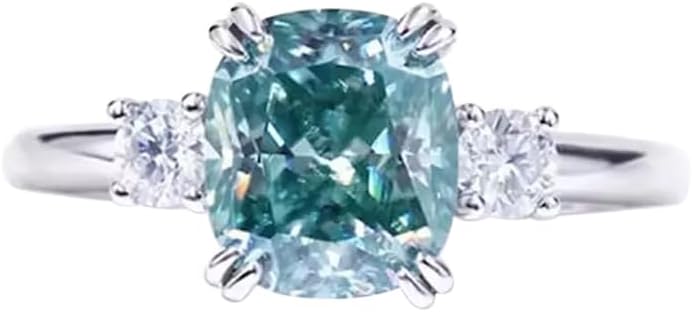 REAL-GEMS 3.20 Ct Certified Blue Diamond Solitaire Engagement Ring 14k White Gold Prong Setting Luxury Jewelry for Women