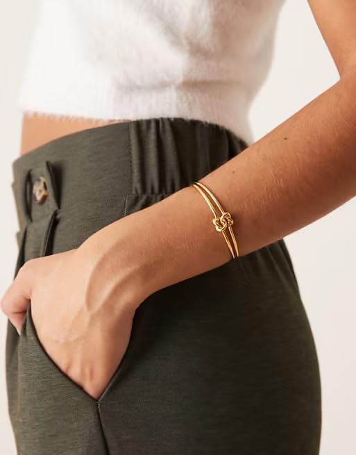 POTESSA 18K Gold Plated Cuff Bracelets Adjustable Dainty Bangle Handemade Jewelry for Women
