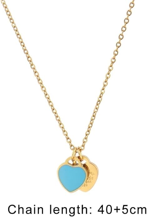925 Sterling Silver Double Heart Necklace - Two Hearted Necklace With Chain - 14K Yellow Gold Double Hearts Pendant Necklace - Two Hearts