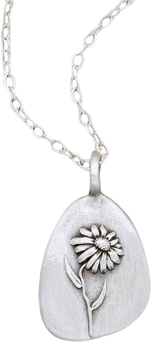 LISA LEONARD DESIGNS Pewter Birth Flower Pendant Necklace Minimalist Jewelry Necklaces For Women Gift For Her Dainty Necklaces