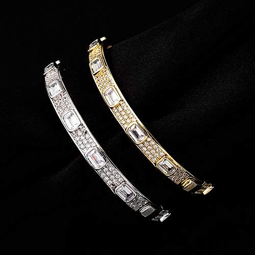 14K Gold Over S925 7mm Densely Set Emerald Cut Mossanite Jewelry, Hip-Hop Style Bracelet, Unparalleled Brilliance for Every Occasion