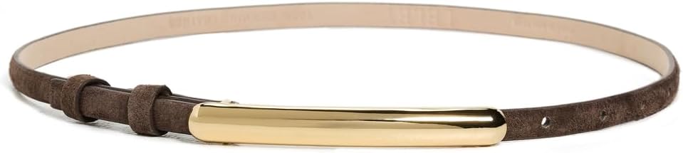 LELET NY Women's Glossy Bar Skinny Suede Belt