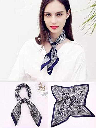 ANDANTINO 100% Real Mulberry Silk Scarf -21'' x 21''- Lightweight Neckerchief –Women Men Small Square Digital Printed Scarves