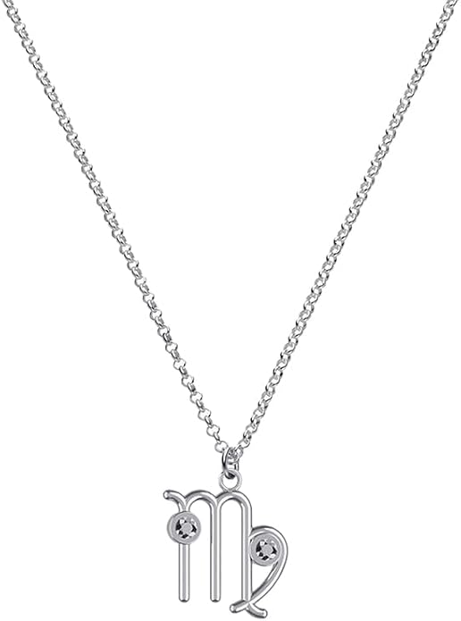 OAK & LUNA - Zodiac Sing Necklace – Moissanite Star Sign Pendant on 18" Rolo Chain – Available in 18K Gold Vermeil or Sterling Silver