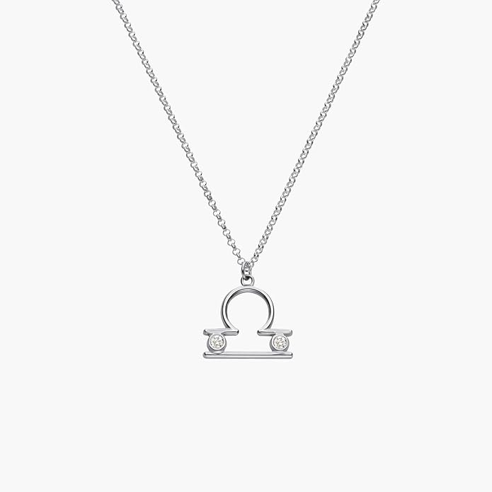 OAK & LUNA - Zodiac Sing Necklace – Moissanite Star Sign Pendant on 18" Rolo Chain – Available in 18K Gold Vermeil or Sterling Silver