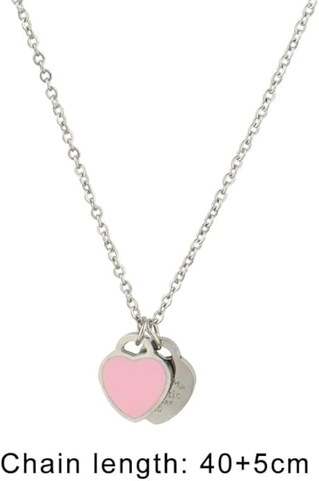 925 Sterling Silver Double Heart Necklace - Two Hearted Necklace With Chain - 14K Yellow Gold Double Hearts Pendant Necklace - Two Hearts