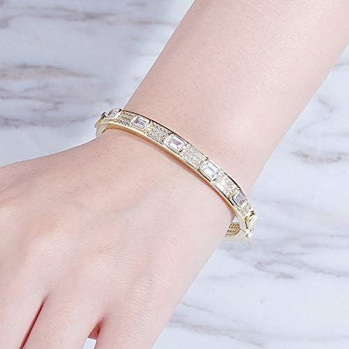 14K Gold Over S925 7mm Densely Set Emerald Cut Mossanite Jewelry, Hip-Hop Style Bracelet, Unparalleled Brilliance for Every Occasion