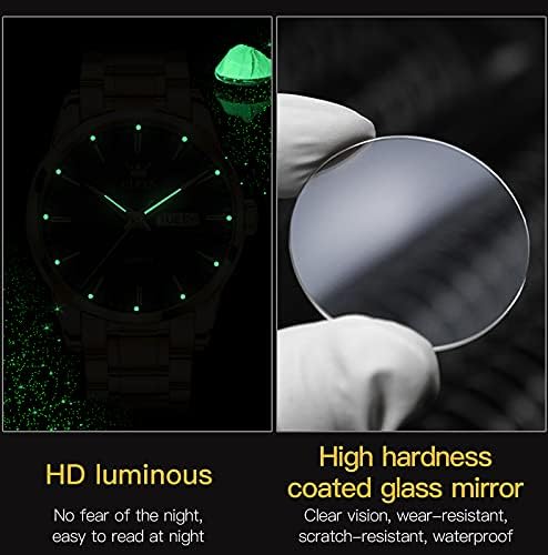 OLEVS Mens Gold Watches Analog Quartz Business Dress Watch Day Date Stainless Steel Classic Luxury Luminous Waterproof Casual Male Wrist Watches
