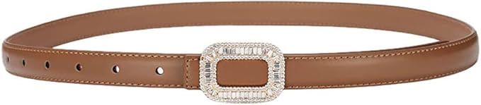 Women Rhinestone Leather Belt, Womens Leather Belt with Crystal Diamond Buckle, Designer Belts for Pants Jeans Dresses