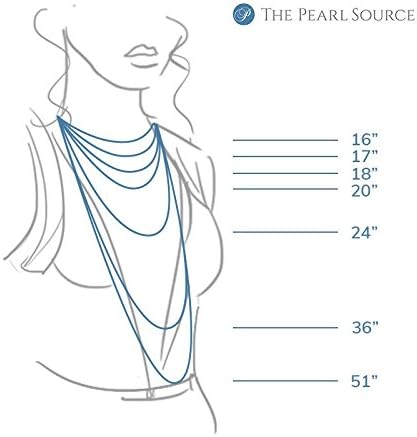 The Pearl Source 14K Gold 7-8mm AAA Quality White Freshwater Cultured Pearl Necklace for Women in 20" Matinee Length