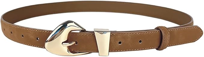 Women's Leather Suede Belts for Jeans Dress Pants Black Brown Belts for Women Ladies Waist Belts with Big Gold Buckle