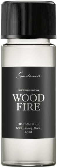 Scentiment Diffuser Oil - Wood Fire Designer Collection | Aromatherapy Home Fragrance | Luxurious Scent with Notes of Slightly Spicy, Smokey, Wood (20 mL)
