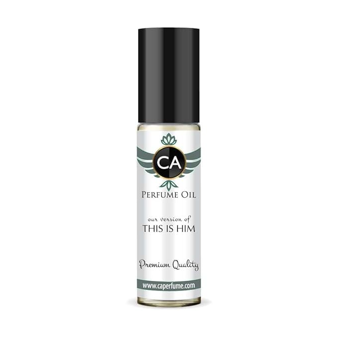 CA Perfume Impression of This Is Him for Men Fragrance Oil Amber Woody Scent Long Lasting Cologne for Men Travel Size TSA Ready Mini Parfum Body Oil Roll-on 0.33 Fl Oz 10ml