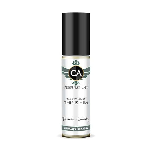 CA Perfume Impression of This Is Him for Men Fragrance Oil Amber Woody Scent Long Lasting Cologne for Men Travel Size TSA Ready Mini Parfum Body Oil Roll-on 0.33 Fl Oz 10ml